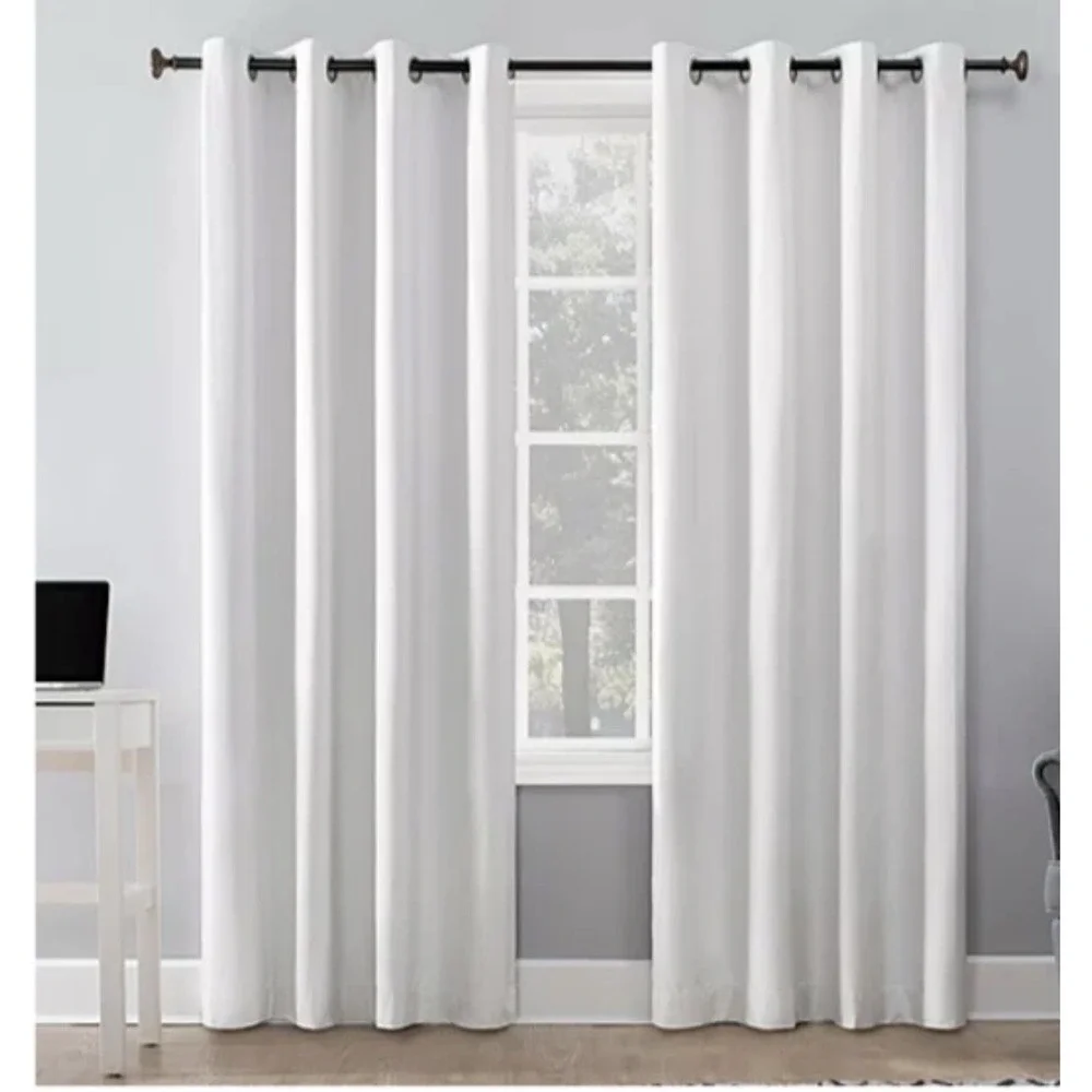 Sun Zero Blackout Set of 2 Curtain Panels white 50in x 84in Lichtenberg Grommets